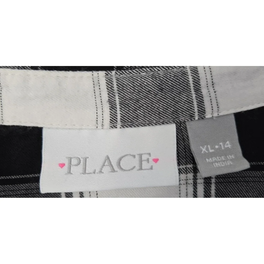 Children's Place Long Sleeve Cotton Shirt Dress Size XL Black & White.‎